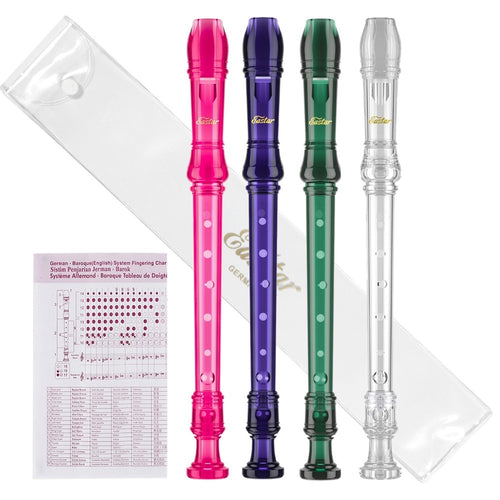 Soprano Recorder 8 Holes Long Flute German Style C Key Colorful Transparent Recorders Music Instrument For Students Beginners